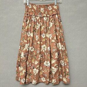 Antonio Melani Skirt Women's XS Smocked Waist Stretch Dusty Pink Floral Fairy